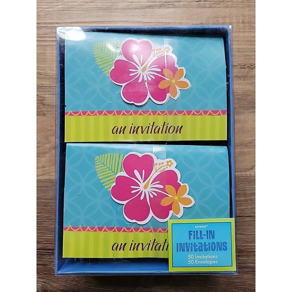 Hawaiia Hibiscus Tropical Flower Hawaiian Summer Birthday Party 50 Invitations